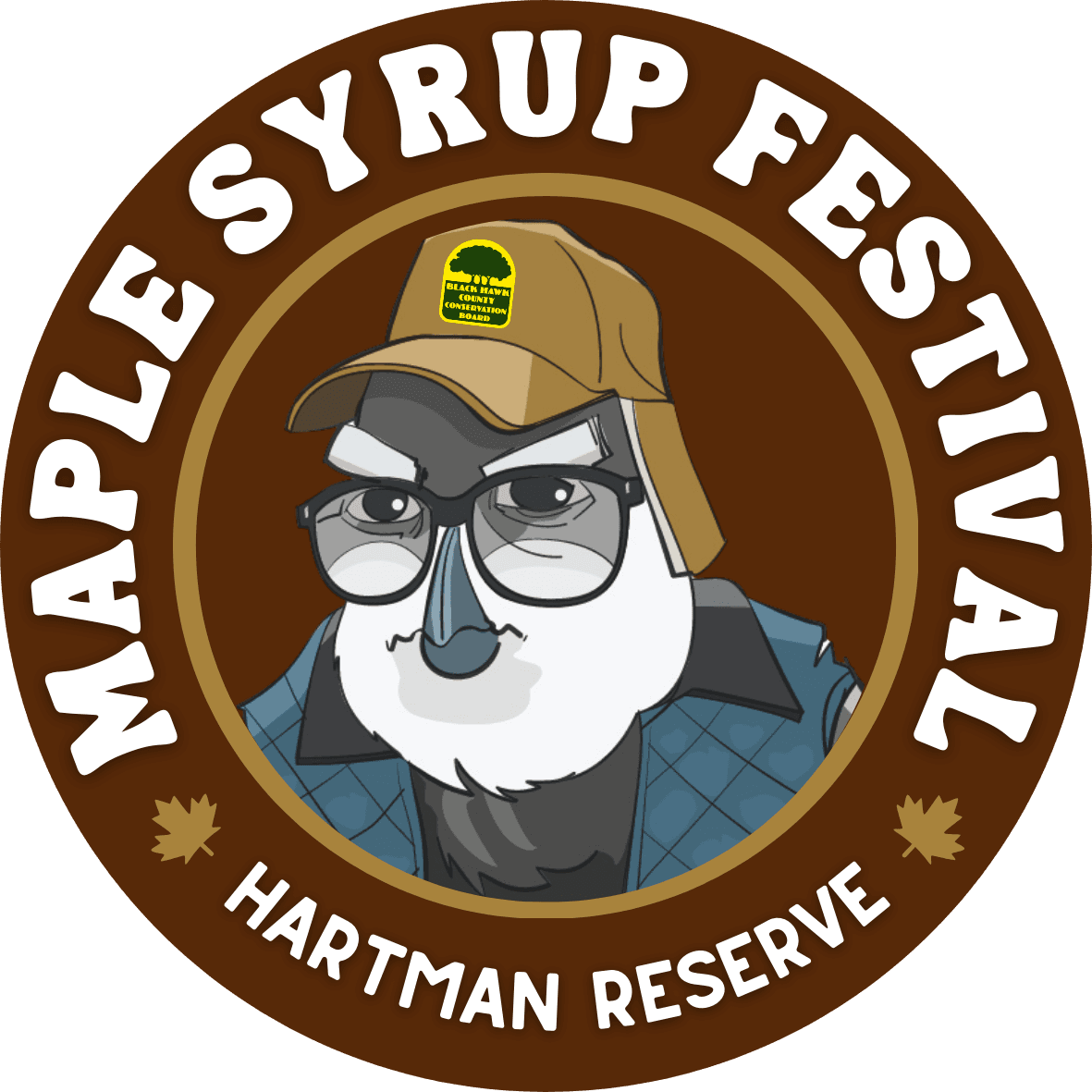 Brown circle logo with Hartman Reserve owl in the center